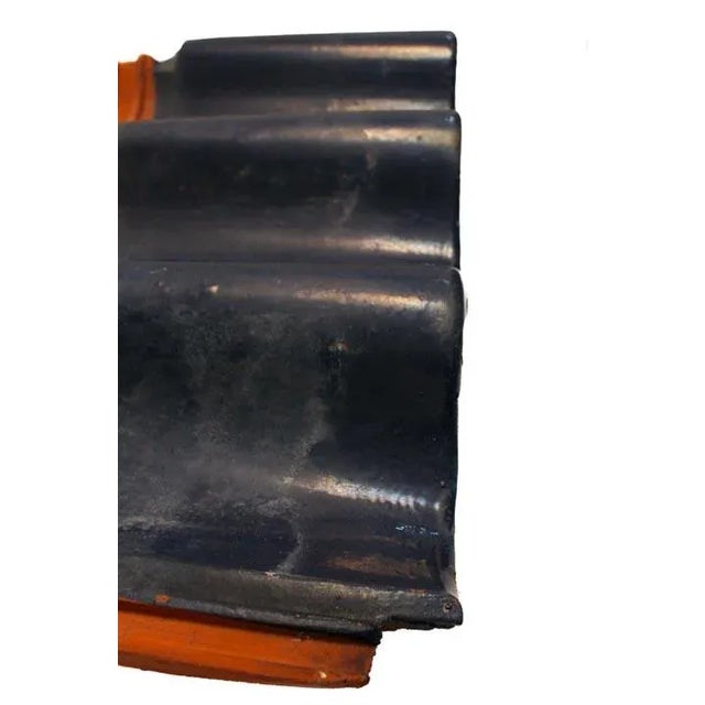 Mid-Century Modern Terracotta Roof or Decorative Border Tile Navy Blue For Sale - Image 3 of 8