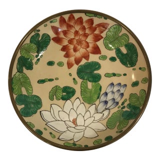 Brass Lined Asian Lotus Dish For Sale