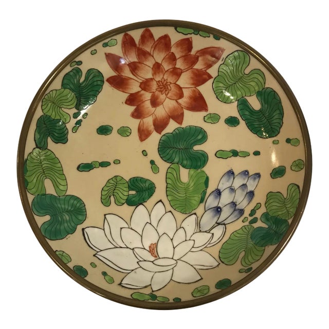 Brass Lined Asian Lotus Dish For Sale