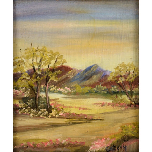Spring Valley - Small Plein Air Landscape in Oil on Masonite Idyllic valley landscape with mountains in the distance by...