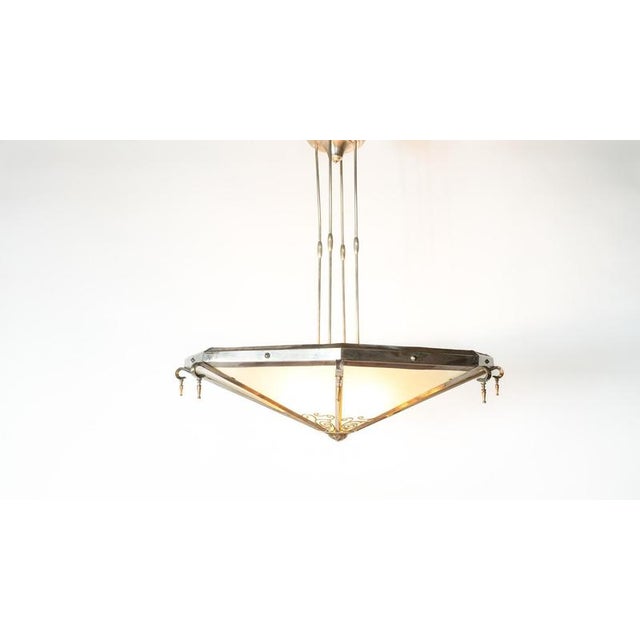 Large Art Deco Ceiling Light in Glass and Metal, France, 1930s For Sale - Image 3 of 16