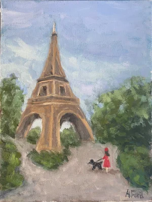 "At the Eiffel Tower" Contemporary Original Oil Painting by Alice Ford