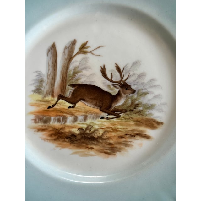 Mid-Century Modern Mid-Century Victoria Pottery Buck Deer Motif Hand Painted Salad Plates - Set of 6 For Sale - Image 3 of 18