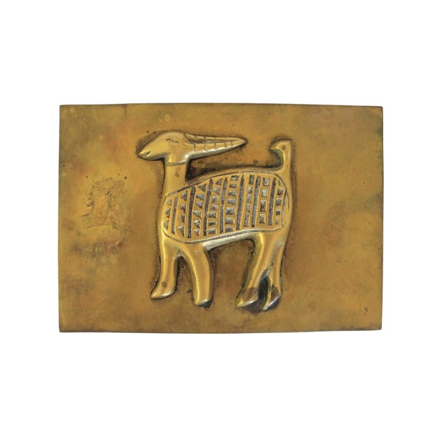 Mid 20th Century Vintage Brass Trinket Box W/ African Gazelle Figure For Sale - Image 5 of 8
