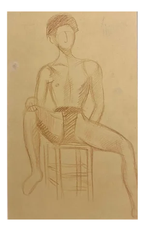 Jean Delpech - Portrait of A Boy - Original Drawing - 1930s