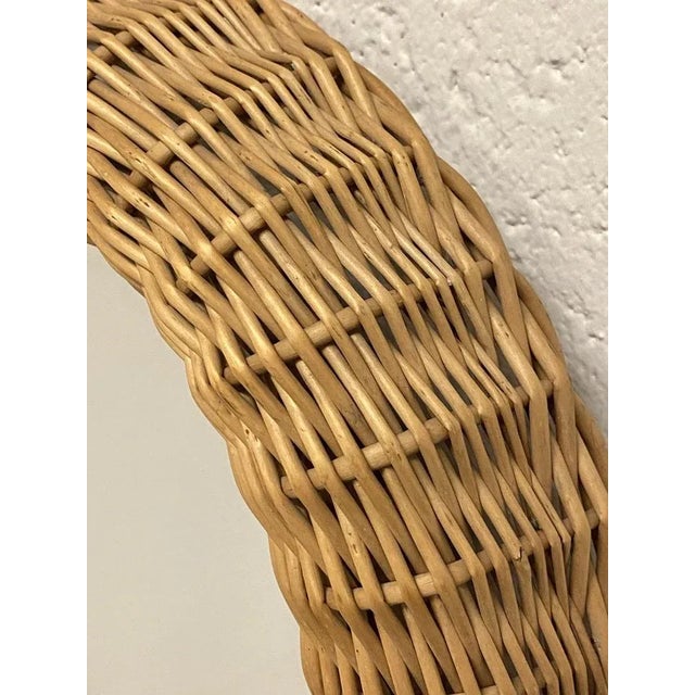 Oval Mirror in Wicker and Bamboo, 1980s For Sale - Image 6 of 8