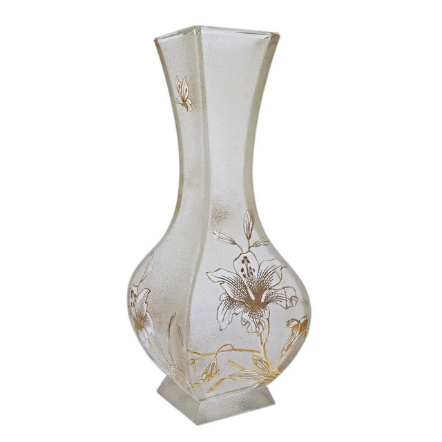 This rare Japonisme Art Nouveau period tall art glass vase, crafted circa 1890-1910, is a testament to timeless elegance....