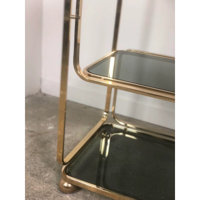 Metal Italian Rolling Trolley in Gold Metal, 1980s For Sale - Image 7 of 10