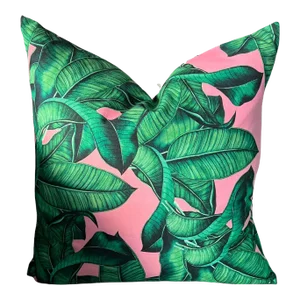 Contemporary 20" X 20" Tropical Banana Leaf Pillow Cover - Christi Tasker Miami