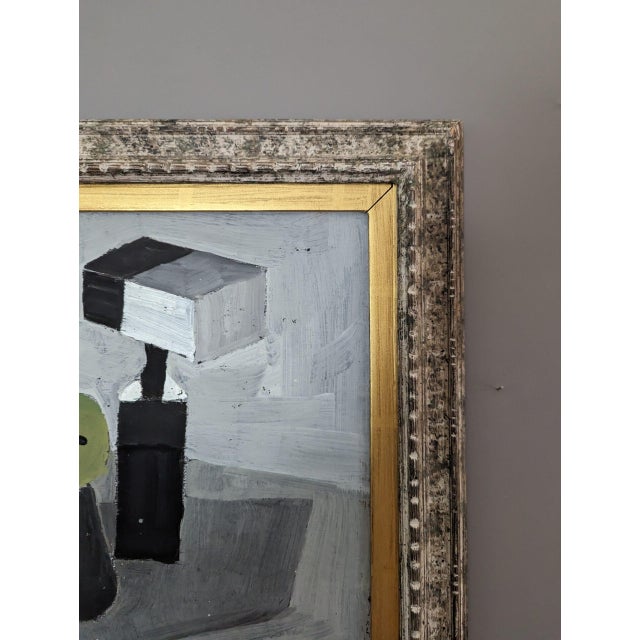 1968 Mid-Century Modern "Stacked Objects" Vintage Still Life Oil Painting by Swedish Artist Gunnar Hållander (1915-1980), Framed For Sale - Image 6 of 12