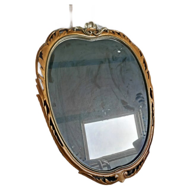 Italian Gilded Wood Mirror, 1950s For Sale