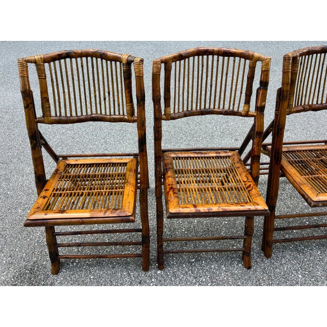 Vintage Tortoiseshell Bamboo Folding Chair 12 Available For Sale In West Palm - Image 6 of 11