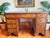 Antique Twin Pedestal Desk in Yew Wood with Leather Top, 1980s For Sale - Image 4 of 18