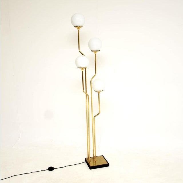 Mid-Century Modern Vintage Italian Brass and Opaline Glass Floor Lamp from Goffredo Reggiani, 1970s For Sale - Image 3 of 8