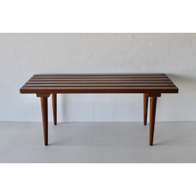 George Nelson Style Vintage Mid-Century Slat Bench Coffee Table For Sale In Miami - Image 6 of 15