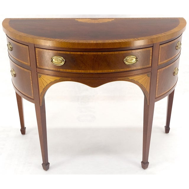 Baker Banded Inlayed Demi Lune Federal Sideboards MINT! For Sale - Image 13 of 18