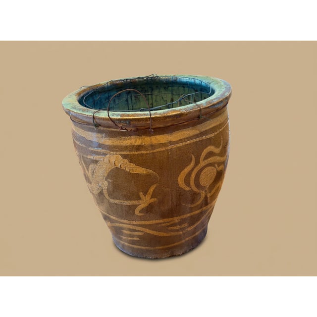 1940s Antique Chinese Dragon Egg Art Pottery Dragon Jardinière Planter Pot For Sale - Image 5 of 9