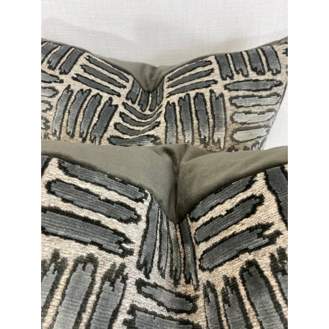 Zinc Textiles "Peyote" in Mineral Cut Velvet 22" PillowsPair Chairish