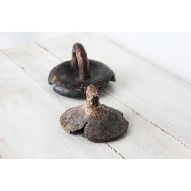 Ancient African Ceramic Pottery Tops - a Pair For Sale - Image 6 of 10