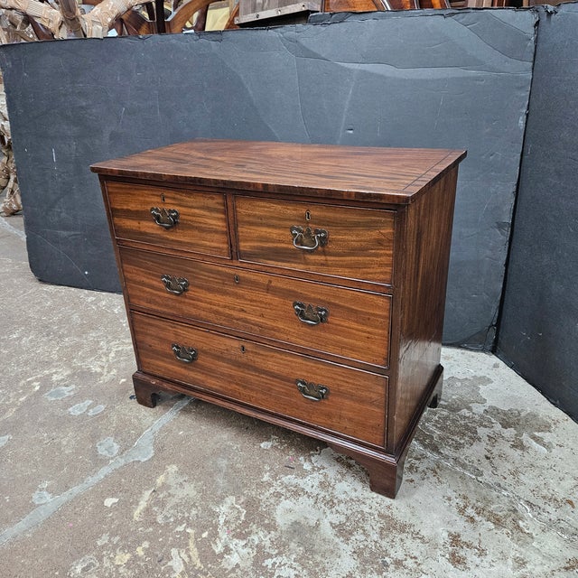 Late 19th Century Mahogany Oak Lined 2 Over 2 Drawers Georgian Chest For Sale - Image 13 of 16