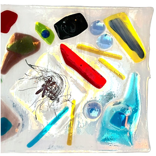 1990s Postmodern Studio Fused Art Glass Tray in the Style of Chihuly & Memphis Milano For Sale - Image 5 of 11