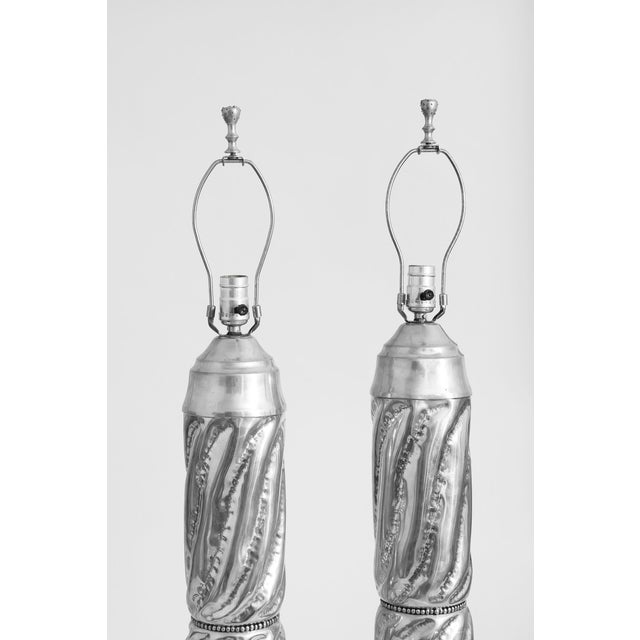 Mid-Century Modern 1990s Studio Pewter Lamp Set by Peter Fontier For Sale - Image 3 of 8