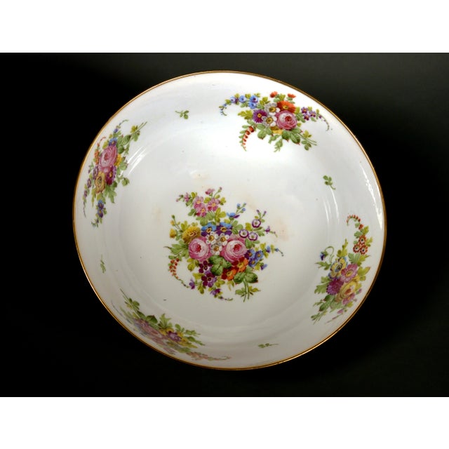 Ceramic French Porcelain Mazarine Blue-Ground Punch Bowl With London View and Botanical Interior For Sale - Image 7 of 12