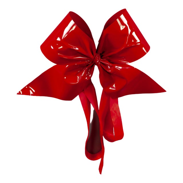 Large Red Gift Bow Hand-Formed from Plastic For Sale