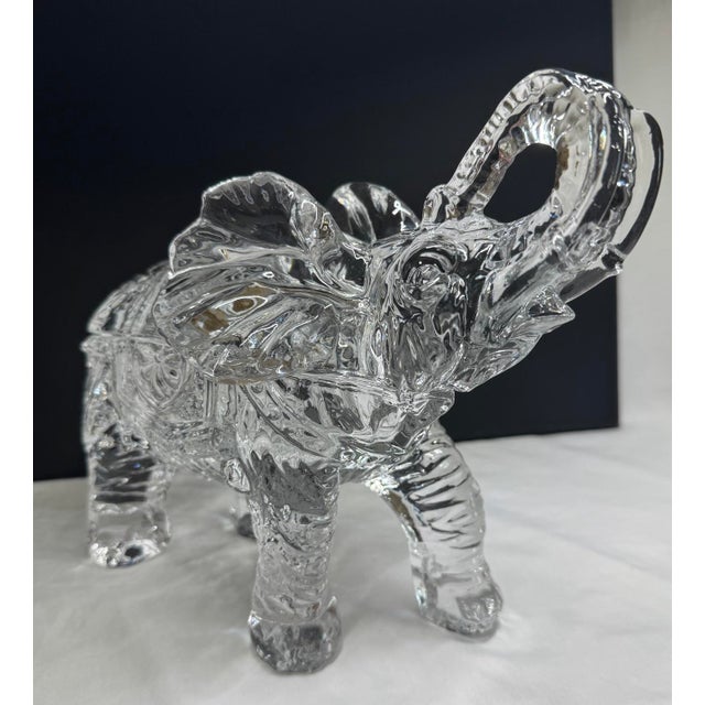 Large heavy crystal glass elephant figurine lidded box with a lot of nice detail. 10.25” length. 8.25” height. 5.5” width....