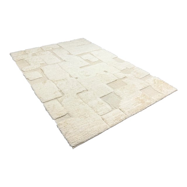 6ft × 9ft 1in Restoration Hardware Ilyas Ivory Wool Rug For Sale