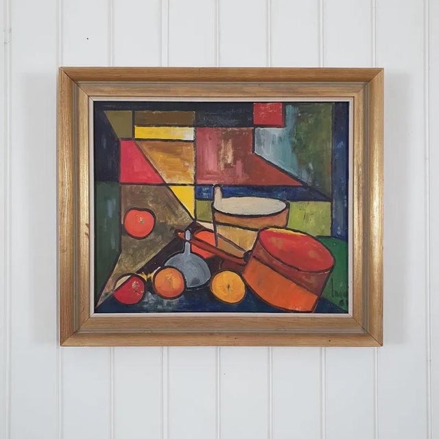 Attributed to Lars Dahl, Abstract Cubist Still Life, 1961, Oil on Canvas For Sale - Image 8 of 18