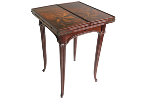 Art Nouveau French Game Table in Chestnut by Emile Gallé, 1905