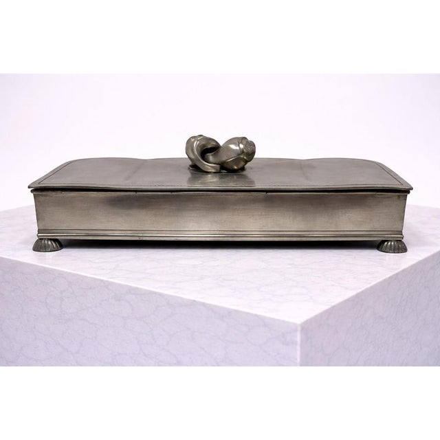 Swedish Art Deco Pewter Jewelry Box with Purple Velvet Interior from GAB, 1933 For Sale - Image 6 of 8