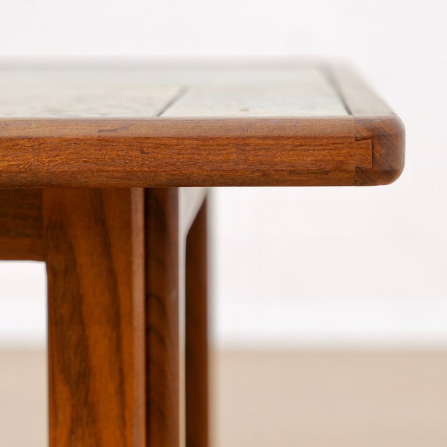Wood Vintage 1970s Teak & Tile Top Coffee Side Table For Sale - Image 7 of 10