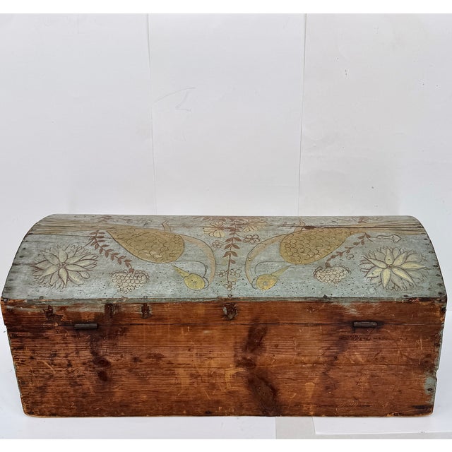 American Folk Art Blue Painted Storage Chest Circa 1820 For Sale In New York - Image 6 of 18