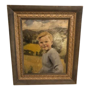 Oil on Canvas of German or Swiss Alps Youth Circa 1930's
