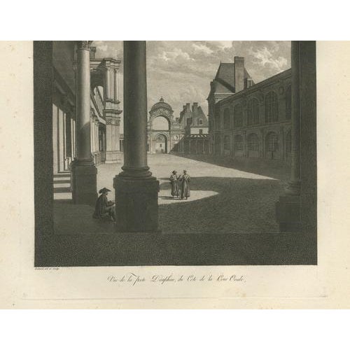 Louis-Pierre Baltard, Antique Fontainebleau Architectural Views Triptych, 1803, Prints, Set of 3 For Sale - Image 11 of 13