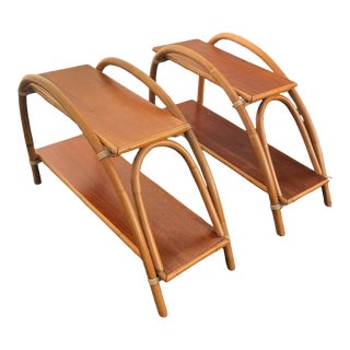 Vintage 1950’s Pair of Bamboo Side Tables by Ritts of Los Angeles Tropitan Line For Sale