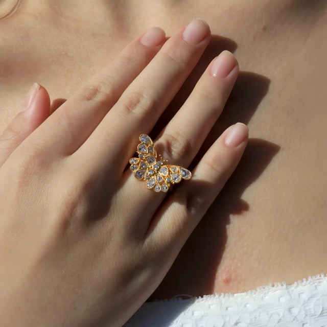 Not Yet Made - Made To Order Nina Zhou Butterfly Diamond Cocktail Ring in 14k Yellow Gold, size 5 For Sale - Image 5 of 7