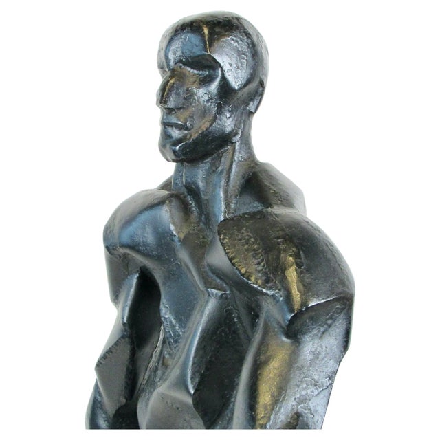 Nicely formed and constructed sculpture in a cubist brutalist style . The exceptional welding becomes part of the form and...