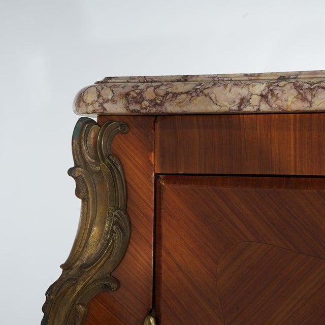 Antique French Kingwood, Marble & Satinwood Marquetry Armoire C1910 For Sale - Image 9 of 18