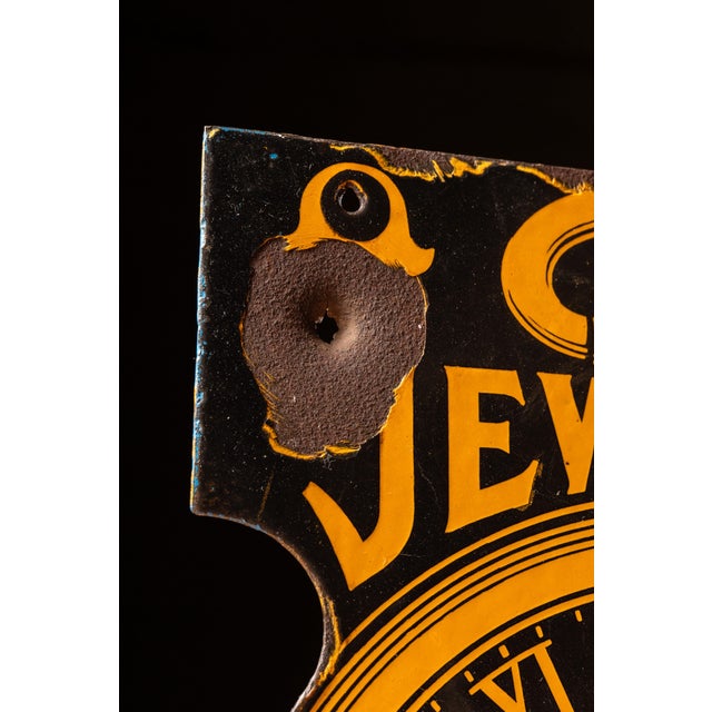 Pumpkin Antique Jewelry and Watch Repair Double-Sided Porcelain Sign For Sale - Image 8 of 8