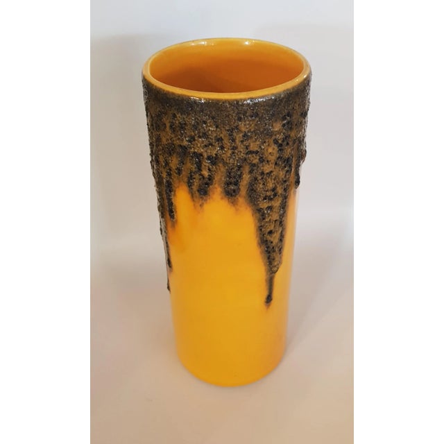 Yellow Ceramic Vase with Lava Glaze For Sale - Image 4 of 4