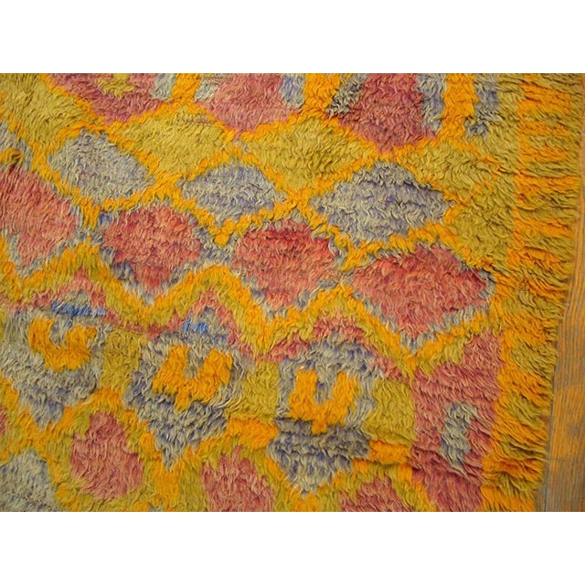 Moroccan 1940s Yellow Abstract Tribal Moroccan Gallery Rug 6'2" X 11'8" Knotted Wool Carpet For Sale - Image 3 of 6