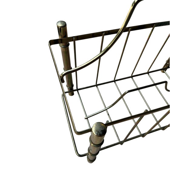 Mid-Century Modern Vintage Brass Faux Bamboo Magazine Rack For Sale - Image 3 of 4