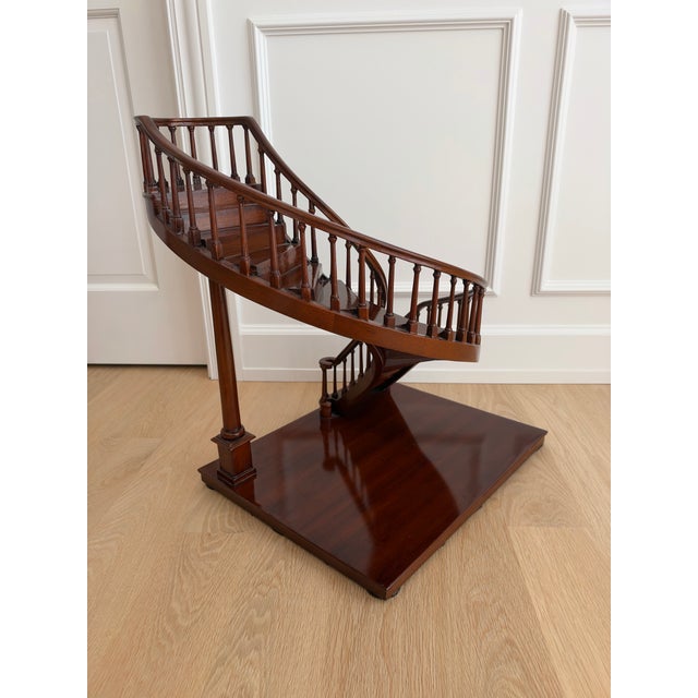 Wood Vintage Mahogany Curved Staircase Architectural Model Sculpture, Maitland-Smith Style For Sale - Image 7 of 10