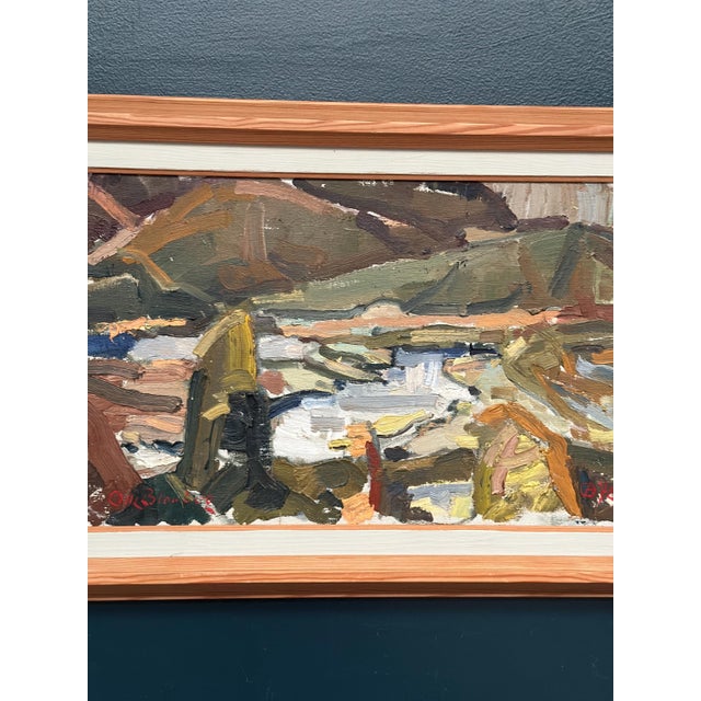 O. Blomberg, Cubist Landscape, 1950s, Oil Painting on Canvas, Framed For Sale - Image 4 of 16