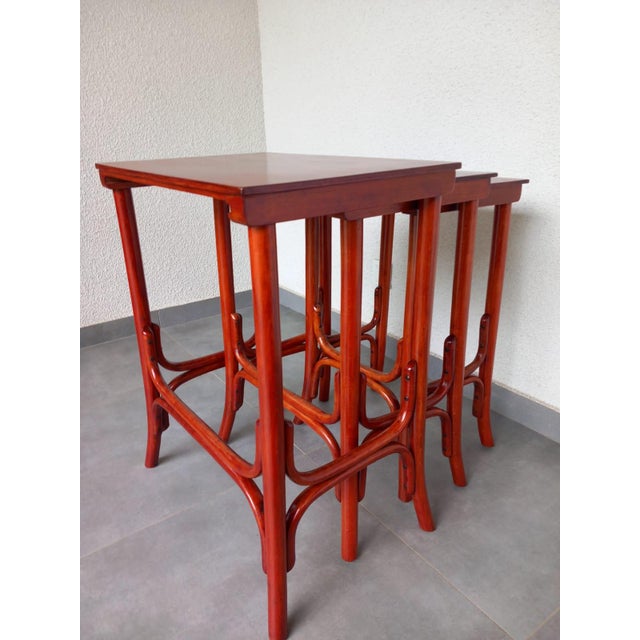 Vintage Nesting Tables by Poland Krakow, 1930s, Set of 3 For Sale - Image 6 of 10