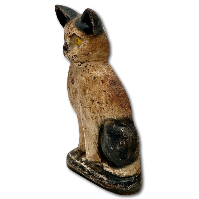 Very Rare Model Vintage 1930s "Wedge" Type Cast Iron Sitting Cat Doorstop by Spencer Guillford For Sale - Image 13 of 18