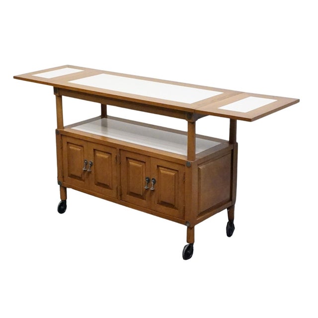 Late 20th Century Unique Furniture Solid Oak Southwestern Mediterranean 64" Drop Leaf Server Buffet 5562 - American Fiesta Finish For Sale - Image 5 of 16